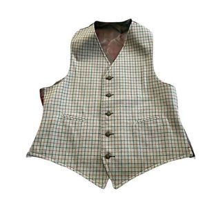 VINTAGE PHILLIPS & PIPER Men's Plaid Vest with fox head buttons